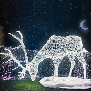 สัตว์ 3D กวาง Led รูปปั้นแสงตกแต่งคริสต์มาสไฟกวางเรนเดียร์ขนาดใหญ่ไฟ LED
