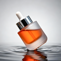 Flacon compte-gouttes rond élégant de 20/30 ml en verre dépoli marron avec base épaisse, flacon cosmétique avec emballage personnalisé pour les cheveux et les huiles essentielles