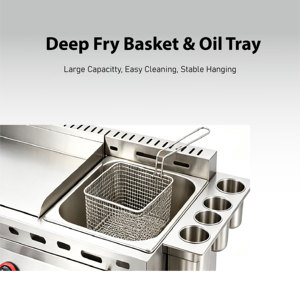 Stainless Steel Multifunctional Gas Griddle <b>Fryer</b> For Frying Boiling Fried Chicken Fries Pancake Processing - Product Image 3