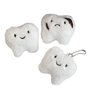 Peluche de dientes 3D suaves y duraderos con diseño de dientes cariados, para la salud dental, colgante para mochila escolar, llavero, regalo - Product Image 1