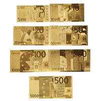 Billet commémoratif en feuille d'or, accessoire de fête, jouet pour enfants, lot de 7 billets de collection, cadeau de fête, décoration de la maison