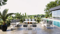 Minimaliste patio loisirs cadre En Aluminium à manger chaises en plein air jardin chaise de bar ensemble