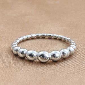 European Style Titanium Steel Bead <b>Ring</b> <b>Silver</b> Rose Gold Gold Women's Fashion Jewelry Retro Punk Geometric Ball Shape 24089 - Product Image 3