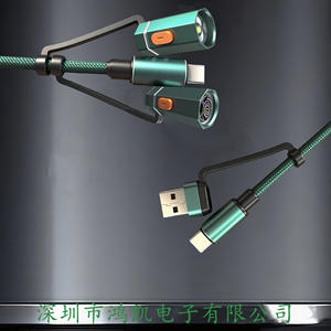 Cable de Datos Multifuncional 4 en 1 de Nailon Trenzado Tipo-C Verde de 1.2m y 100W con Carga Rápida para Android, para Uso en Exteriores - Product Image 2