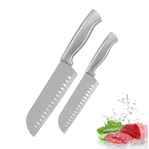 요리사 나이프 세트 2pcs 8 "+ 5" 스테인레스 스틸 Santoku Cleaver 일본 칼 붙지 않는 전문 날카로운 주방 요리 나이프 세트