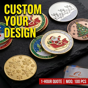 Pièces de monnaie commémoratives personnalisées avec logo sur mesure, collection Père Noël de Noël, en métal - Product Image 2