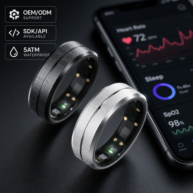 5ATM Waterproof Smart Ring 18mAh Battery BT5.1 Magnetic Charging Menstrual Period Tracker Heart Rate SpO2 Sleep Monitor