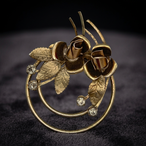 Vintage Bronze Flower Brooch Handmade <b>Decorative</b> <b>Wreath</b> With Rhinestones Irregular Shape Single Piece Package - Product Image 5