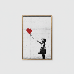 Banksy Girl with Heart <b>Balloon</b> Printed Canvas - Modern Graffiti Art,GOLD FRAMED CANVAS - Product Image 2