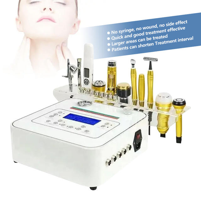 Portable 11 in 1RF Microdermabrasion Facial Beauty Machine Deep Cleaning Facial Spa Oxygen Spray Gun Whitening for Salon Home