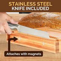 Trancheuse à pain en bambou réglable avec guide pliable, plateau à miettes-pour pain maison, gâteau, tranchage de bagel