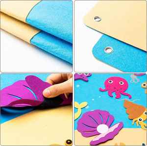 Kit de Juego Interactivo Educativo del Mar, Tablero de Fieltro Azul, Juego de Historias con Temática de Criaturas Oceánicas, para Niños Pequeños, Hogar, Oficina, Material Escolar - Product Image 4