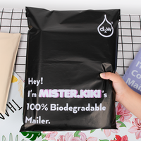 Pochette d'expédition compostable noire mate imprimée or, personnalisée, biodégradable, pour vêtements