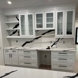 Nhà bếp hiện đại Thiết kế với tổng hợp quartzit tấm lấp lánh Trắng quartzit bàn tường sàn biệt thự làm bằng đá cẩm thạch - Product Image 3