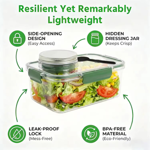 Nouvelle boîte à salade portable avec compartiment intégré, pot à salade amélioré anti-fuite, grande boîte à lunch pour salade, récipient à salade - Product Image 3