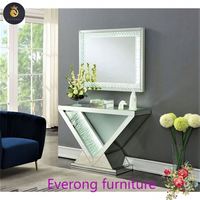 2021 Nouveau design Table console LED de luxe Table console miroir en diamant écrasé avec lumières LED