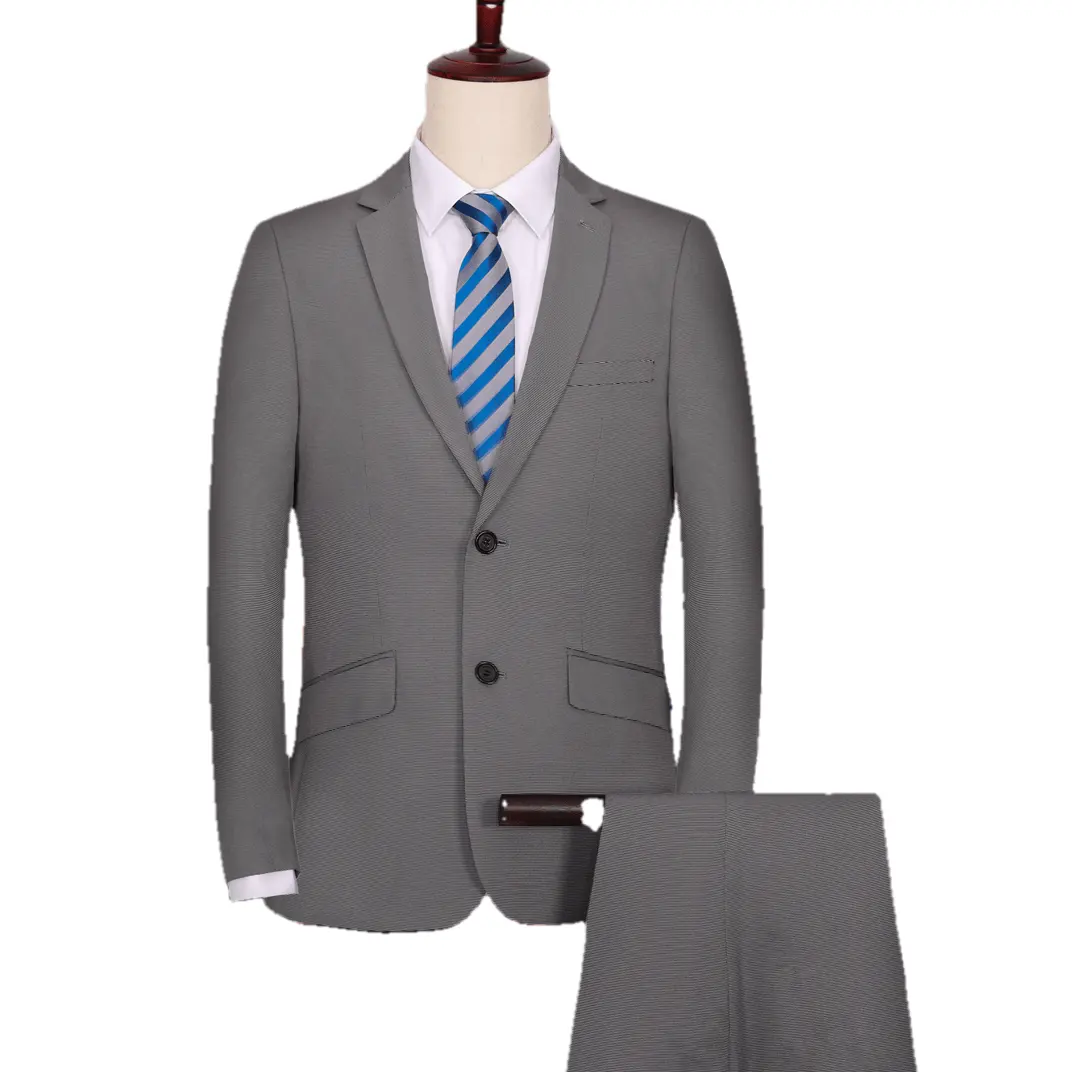 Costume Slim classique et élégant pour homme, haut simple gris, manteau de mariage, revers formel, costume d'affaires