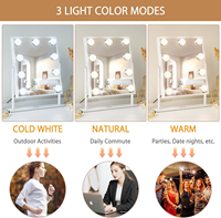9-LED Hollywood Vanity Mirror with 3-Color Dimmable Light & 10X Magnifier, 360° Rotatable Professional Makeup Mirror for Women