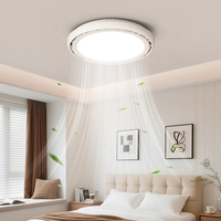 Ventilateur de plafond intelligent sans pales, moderne, avec télécommande vocale, moteur DC, 36W*2, en ABS acrylique, rond et invisible, avec éclairage intégré.