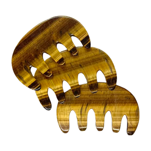 Peine de Piedra Ojo de Tigre Natural para Masaje del Cuero Cabelludo, Cuidado de la Salud Meridiana, Herramienta de Belleza con Mango Retro para Raspado - Product Image 1