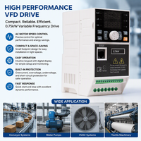 Mini variateur de fréquence (VFD) d'usine 0,75 kW 220 V monophasé vers 380 V triphasé pour le contrôle de moteur, pompe et compresseur