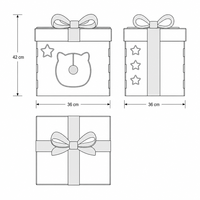 Boîte-cadeau en carton ondulé pour chat avec entrée en forme de tête de chat, découpes en forme de patte et nœud rouge