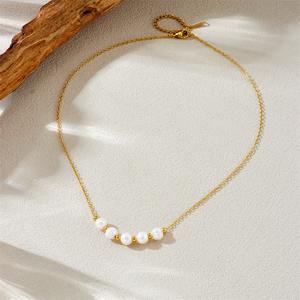 Großhandel Mode Minimalist Pearl Halskette Einzigartige Trendy Edelstahl Dünn kette Halskette für Dame - Product Image 3