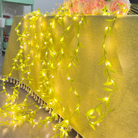 Nouveaux rideaux de feuilles vertes, lumières LED en fil de cuivre, lumières de saule, lumières LED pour l'extérieur, jardin, lumières LED pour la décoration de la chambre