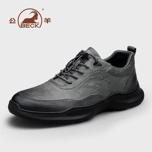 Chaussures de sport décontractées en cuir de vache véritable pour homme, légères, antidérapantes, avec fermeture élastique, résistantes à l'usure, toutes saisons, OEM - Product Image 3