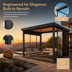 Pergola motorisée en aluminium thermolaqué coupe-vent avec éclairage LED intégré pour espaces commerciaux - Product Image 2