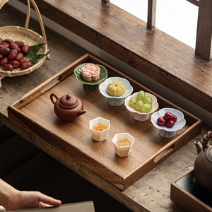 Walnut Wood <b>Tea</b> Tray Flat With Handle Retro Solid Wood For Kung Fu <b>Tea</b> <b>Sets</b> Afternoon <b>Tea</b> Home Hotel Use - Product Image 1
