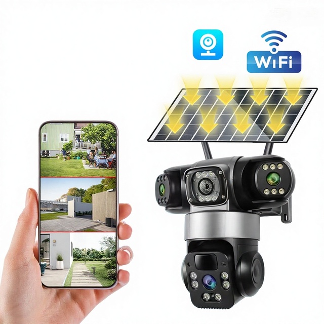 COSFLOW 4G Outdoor Solar PTZ Security Camera IP66 AI Human Detection Night Vision SIM Card SD Card Cloud Storage