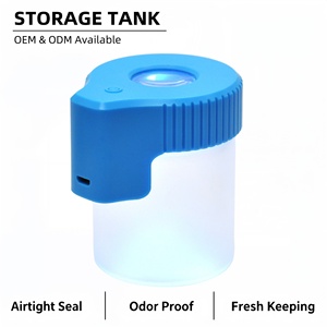 Pot de rangement moderne en verre dépoli avec couvercle anti-odeur et loupe, logo personnalisable pour le stockage d'accessoires - Product Image 1