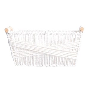 White Paper Rope Storage <b>Basket</b> Rectangle With Handle For Home Desktop Cosmetic Snack Coffee <b>Table</b> Remote Control Organizing - Product Image 3