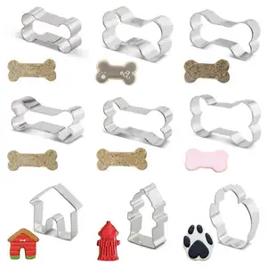 430 thép không gỉ doghouse Cookie cutter Dog xương Paw in Cookie cutter