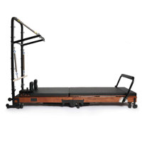 Reformer pliable en chêne rouge avec tour mobile, personnalisable en couleur et logo, modèle original