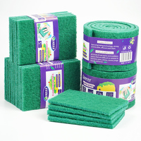 Rouleau de tampons à récurer rectangulaires en nylon écologiques pour cuisine, fournitures de nettoyage, éponge à récurer robuste et résistante à l'usure