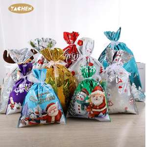 YACHEN Sacs d'emballage de cadeaux de Noël de grande et moyenne taille 30Pcs Sacs d'emballage de cadeaux de Noël avec cordon de serrage en vrac - Product Image 5