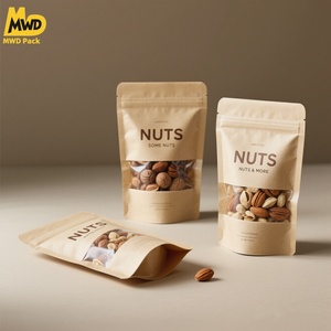 Miaowadi tự niêm phong mờ Dây Kéo Màu Nâu standup trà khô thực phẩm trái cây hạt cà phê bao bì Túi giấy Kraft với cửa sổ - Product Image 6