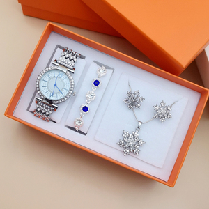 NW1393 orologi da donna di moda orologi da polso da donna orologi al quarzo in acciaio con diamanti creativi bracciali orecchini con collana 4 pezzi - Product Image 3