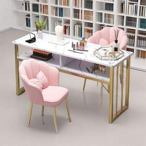 Mesa de Manicura Moderna de Madera para Técnicos de Uñas, Resistente al Acetona, con Marco Metálico, Estación de Salón de Belleza, Organizador de Almacenamiento - Product Image 4