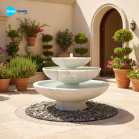 Fontaine à trois niveaux de style contemporain, fontaine grecque pour femmes, statue en marbre blanc, design européen moderne, grande fontaine à plusieurs niveaux