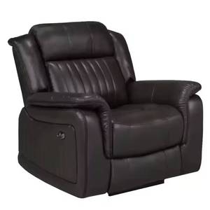 Juego de Sofás Reclinables Extensibles de Diseño Moderno y Único con Estructura de Madera, Tapizado en Cuero Sintético Negro, Muebles para Sala de Estar - Product Image 2