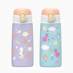 2022 16oz mignon nouveau Design sans Bpa en acier inoxydable enfants bouteille d'eau avec paille école bouteille d'eau pour les filles - Product Image 1