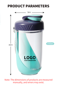 Logo personalizzato 600ml BPA-Free palestra Fitness Sport Shaker bottiglia di acqua nuovo stile Motivator proteina Shaker tazza con corda Drinkware - Product Image 6
