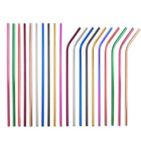 Ensemble de pailles réutilisables en acier inoxydable avec logo personnalisé pour boisson Boba, accessoires de bar