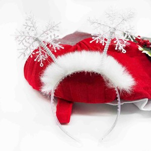 Diadema con Gorro Navideño, Estilo Elfo con Lentejuelas Verdes y Copo de Nieve, Accesorio para el Cabello de Felpa Blanca, Unisex, para Fiestas Navideñas - Product Image 4