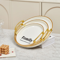 Ensemble de plateaux de service pour animaux de compagnie classiques en gros, luxe, poignée dorée argentée, sans BPA, non toxique, matériau PET de qualité alimentaire, plats, assiettes