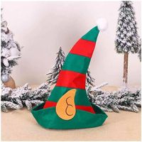 Chapeau d'elfe rayé rouge et vert en gros avec oreilles, décorations de fête de Noël festives, chapeau de clown, chapeau de Noël pour les fêtes