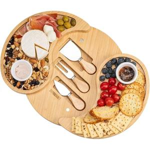 Zdmarkcraft Juego de Tabla de Quesos de Madera con Cuchillos, Bandeja de Servir de 3 Piezas para Fiestas, Aperitivos y Postres - Product Image 1